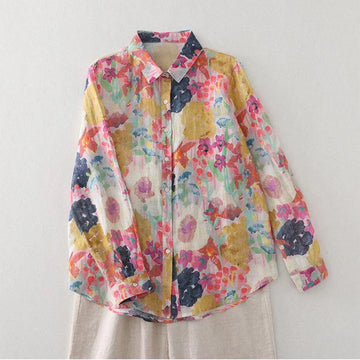 Women's Long Sleeve Button Up Floral Print Shirt