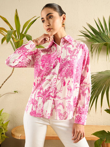 Printed Cotton Pink Shirt
