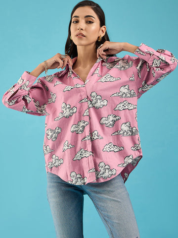 Printed Asymmetrical Cotton The Cloud Shirt