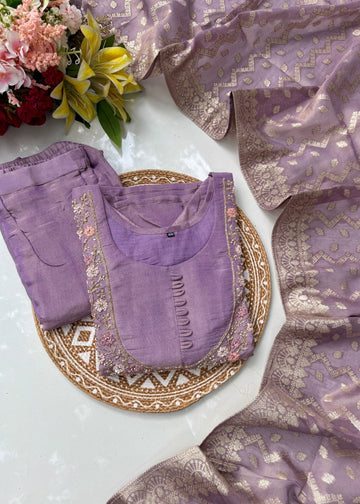 “Nayab” Premium Tissue silk handcrafted kurta set