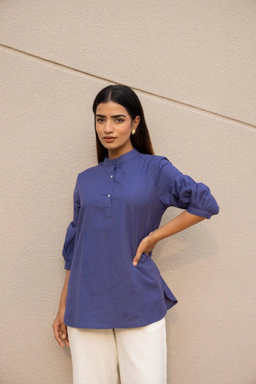 Royal Blue - Pure Linen Short Kurta