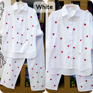 Pure cotton Embroidered Heart Printed Designer Cord set
