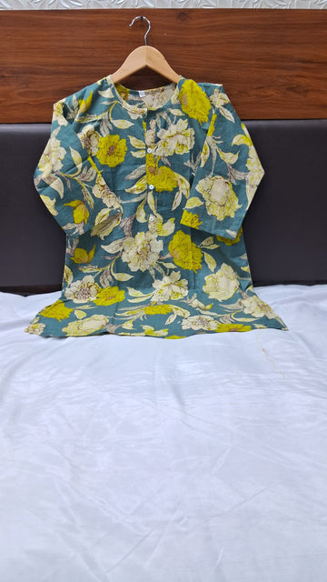 Cotton Floral Printed Short Kurti