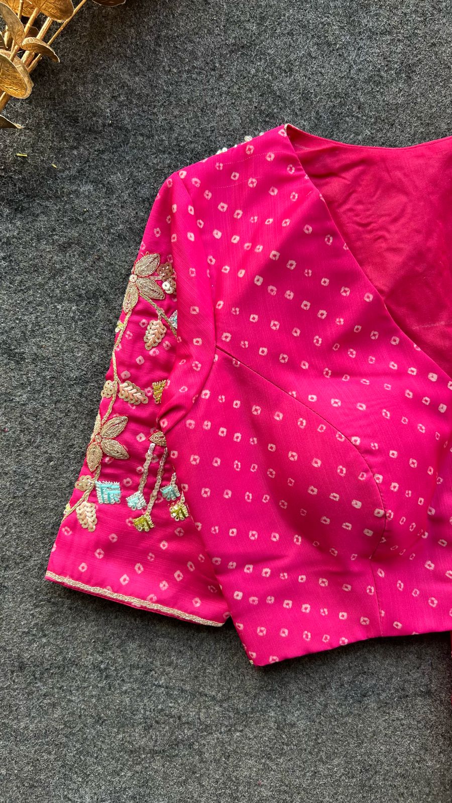 Pink & pista soft organza saree with pink hand work blouse