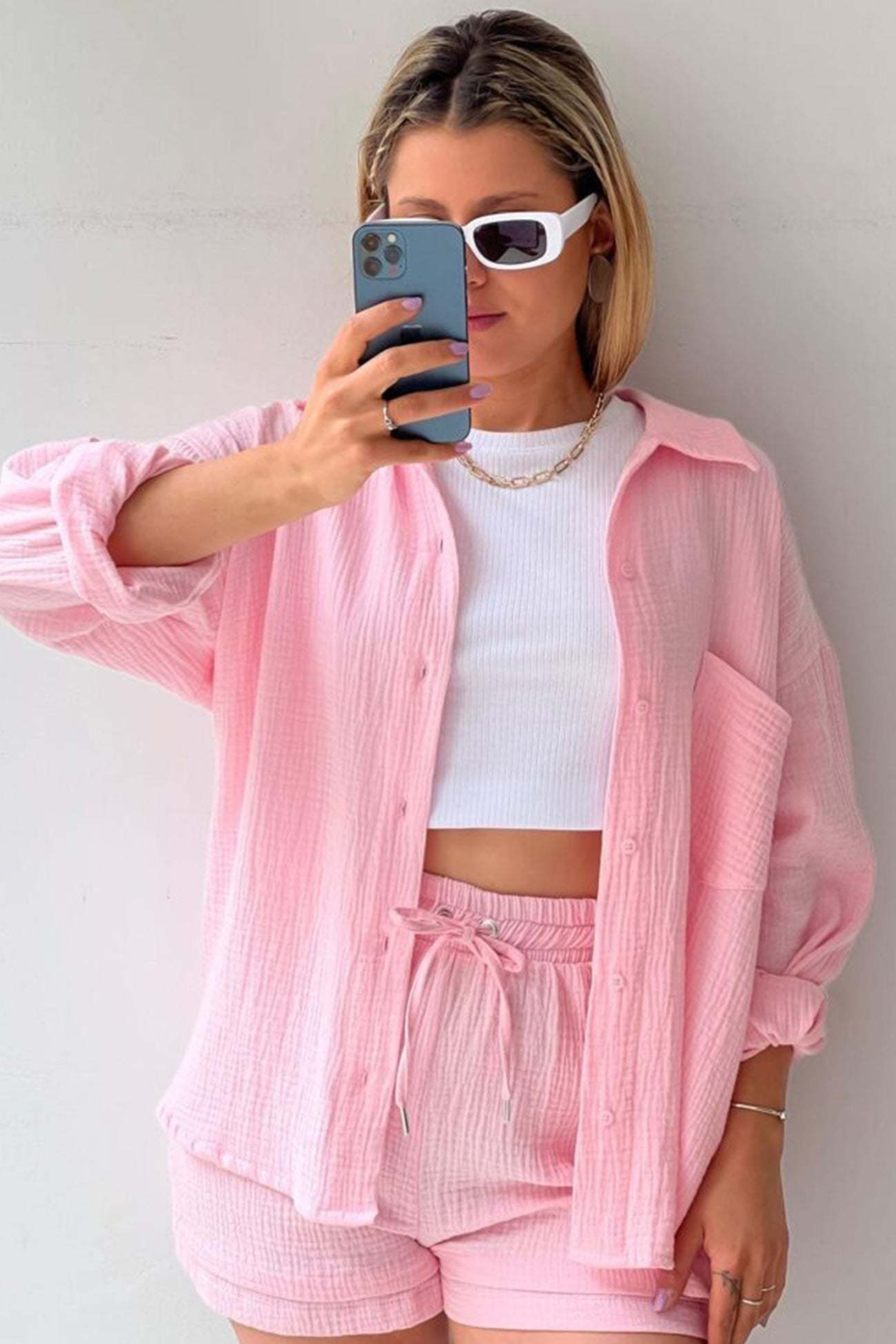 Baby Pink- Women’s Cotton Two-Piece Set