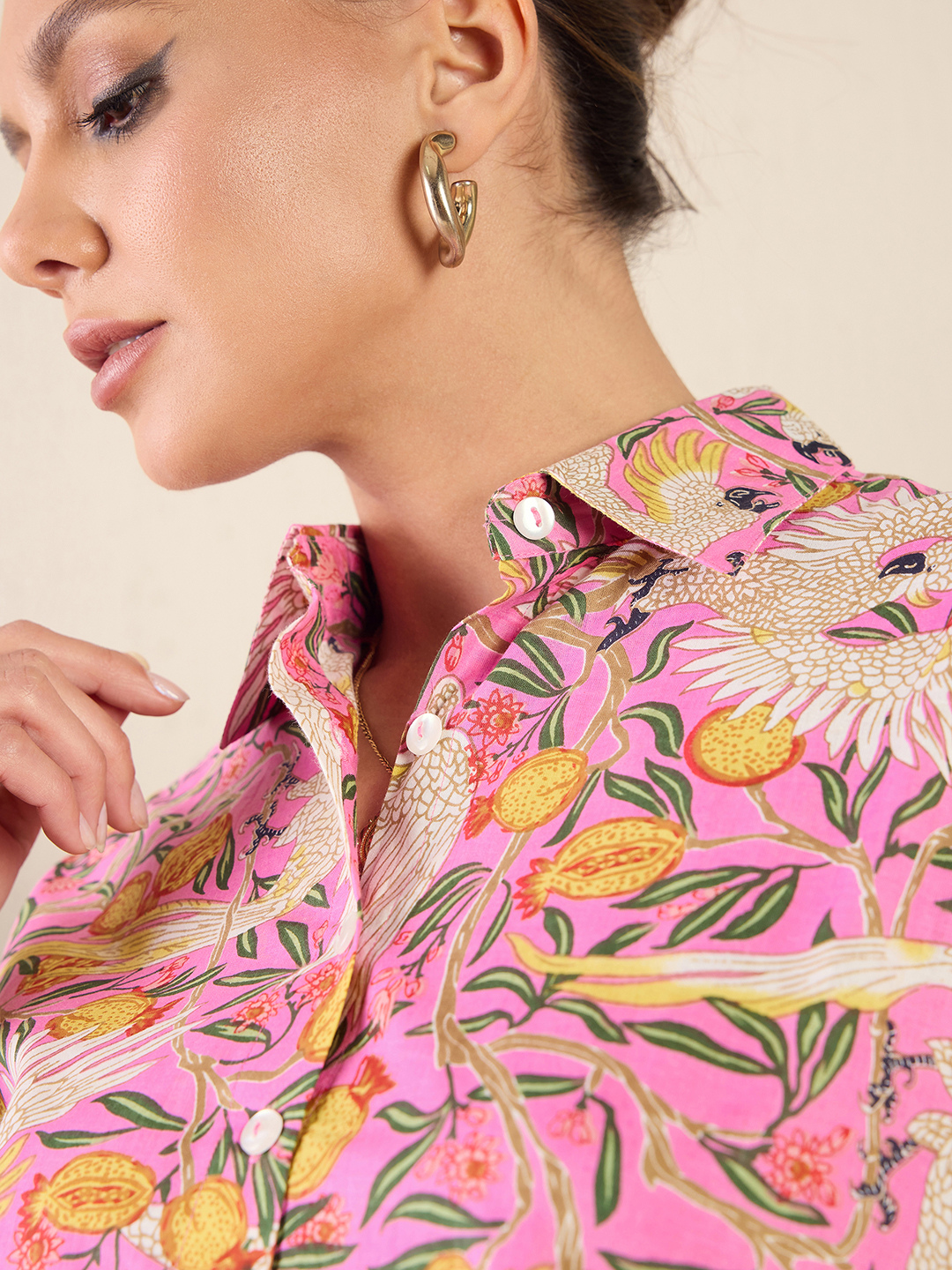 Printed Cotton Pink Shirt