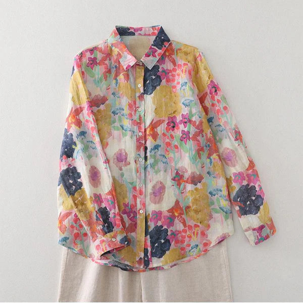 Women's Long Sleeve Button Up Floral Print Shirt