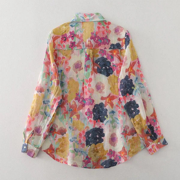 Women's Long Sleeve Button Up Floral Print Shirt
