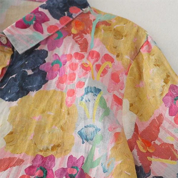 Women's Long Sleeve Button Up Floral Print Shirt