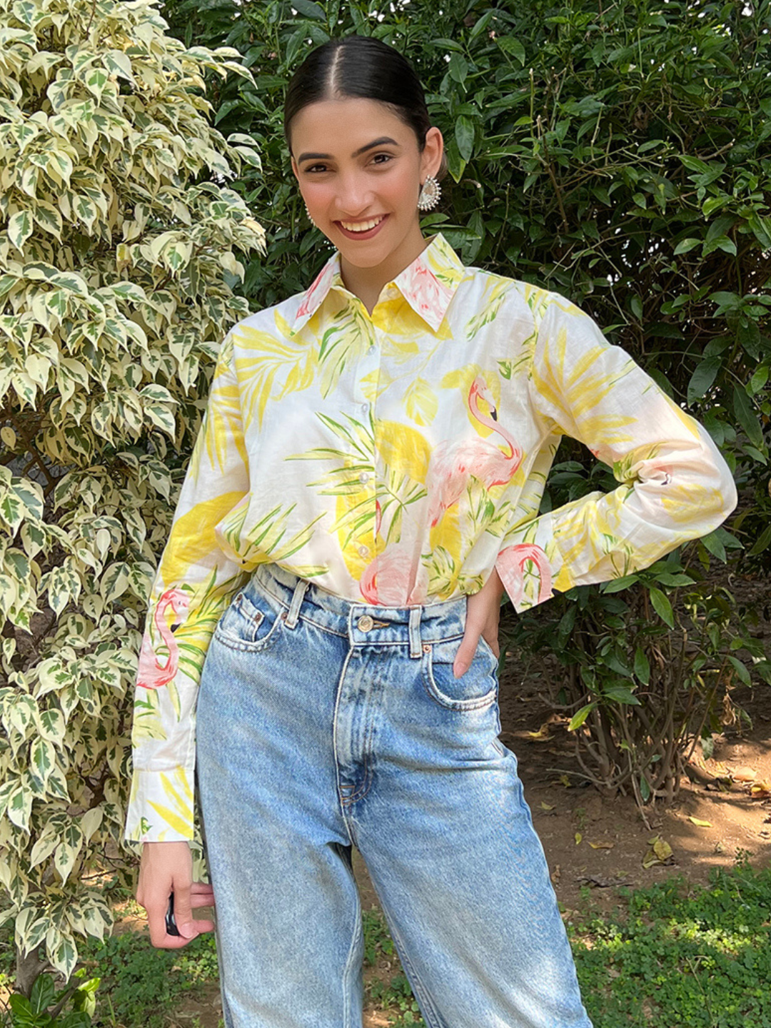 Printed Cotton Yellow Shirt