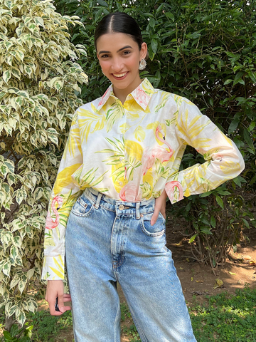 Printed Cotton Yellow Shirt