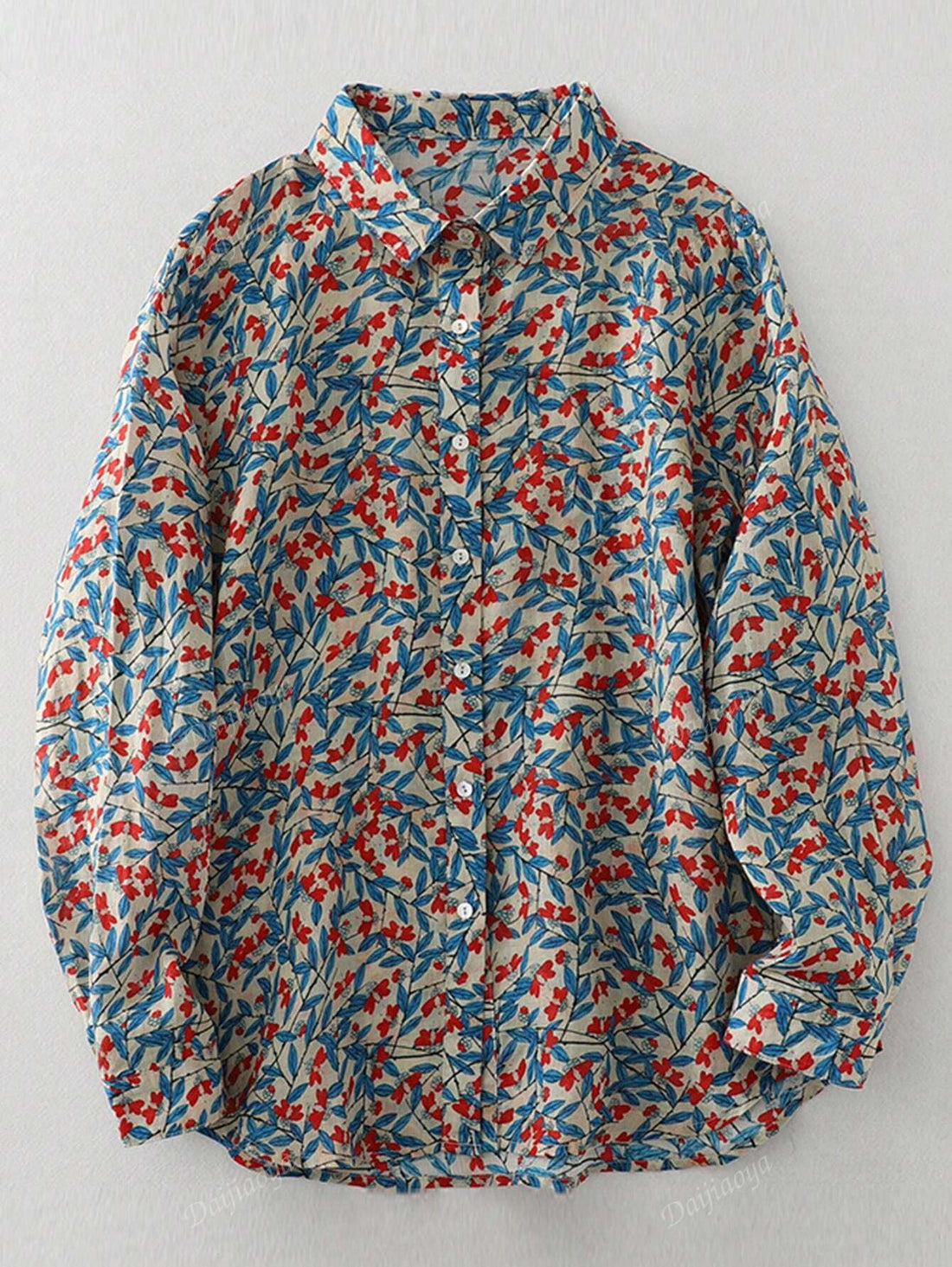 Pure Cotton Printed Floral Button-Up Shirt