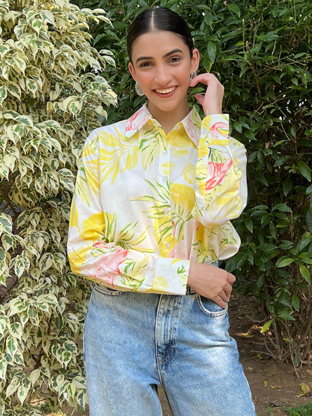 Printed Cotton Yellow Shirt