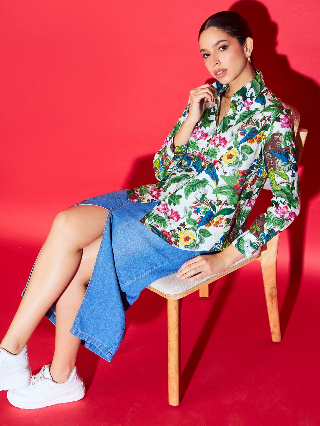 Printed Cotton Green Shirt