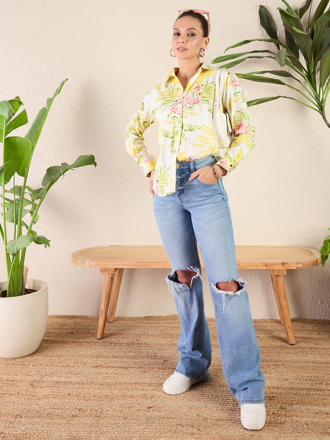 Printed Cotton Yellow Shirt