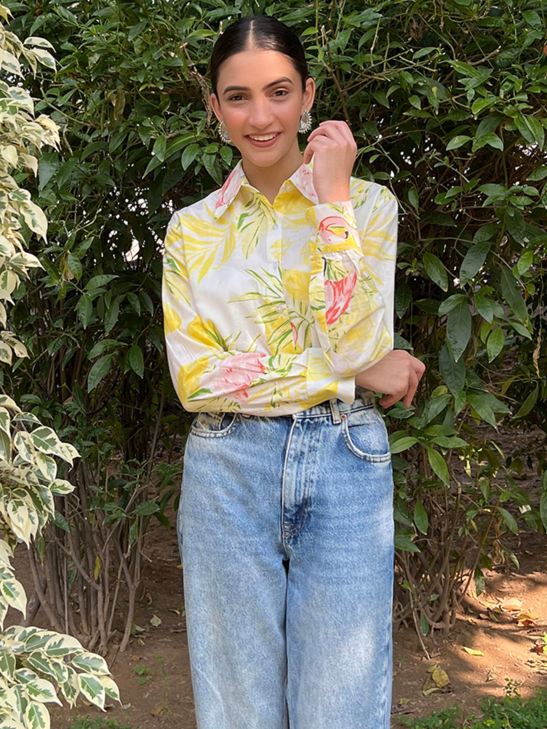 Printed Cotton Yellow Shirt