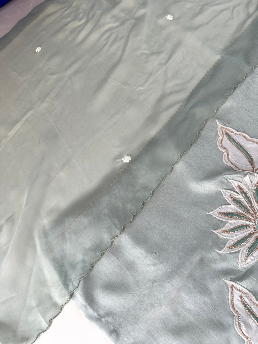 K118 - Viscose Cotton Handwork Anarkali with pants and dupatt