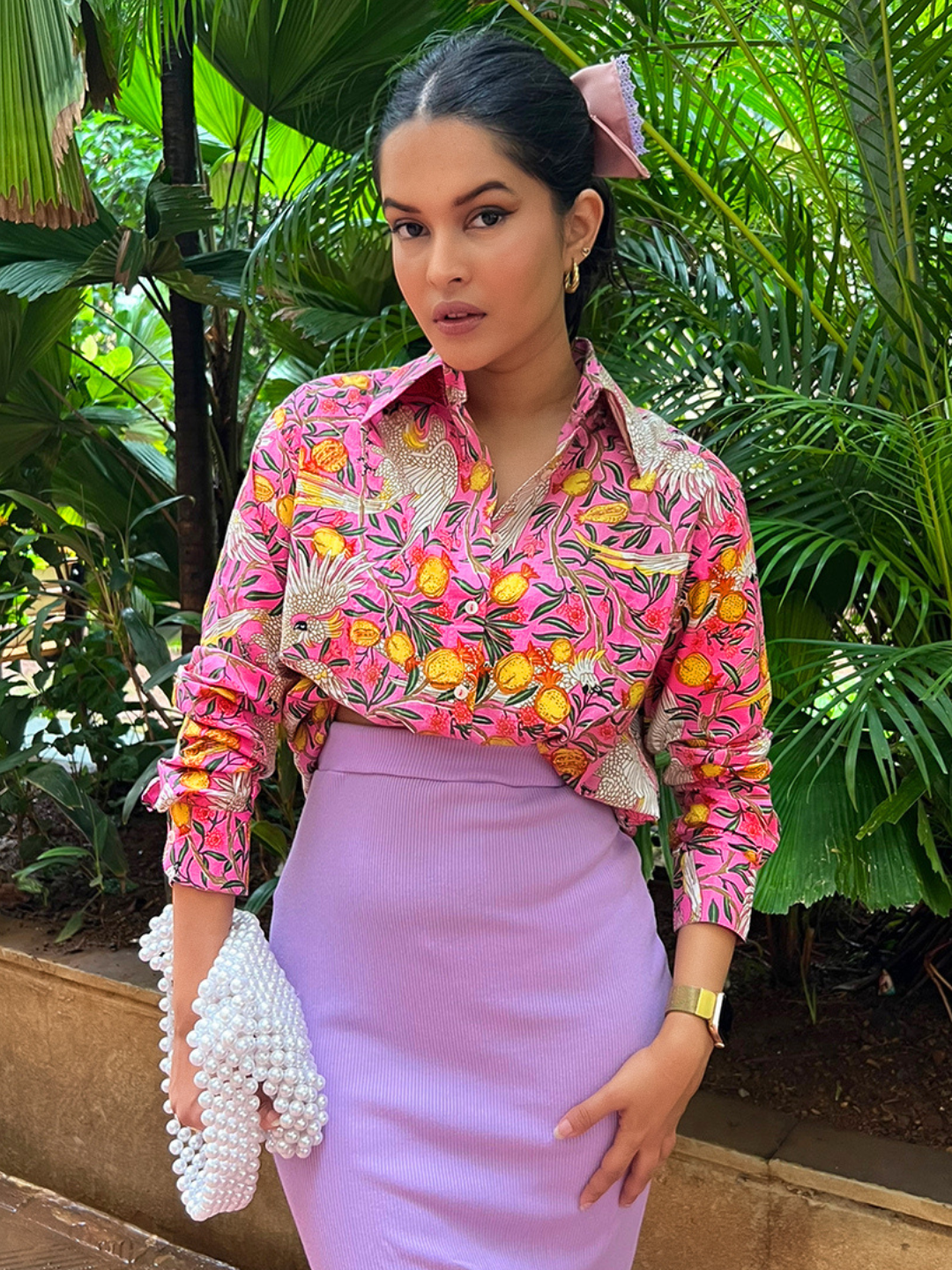 Printed Cotton Pink Shirt