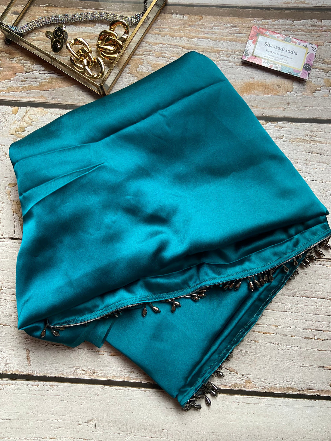 Rama Satin Silk Handmade Tassels On Pallu