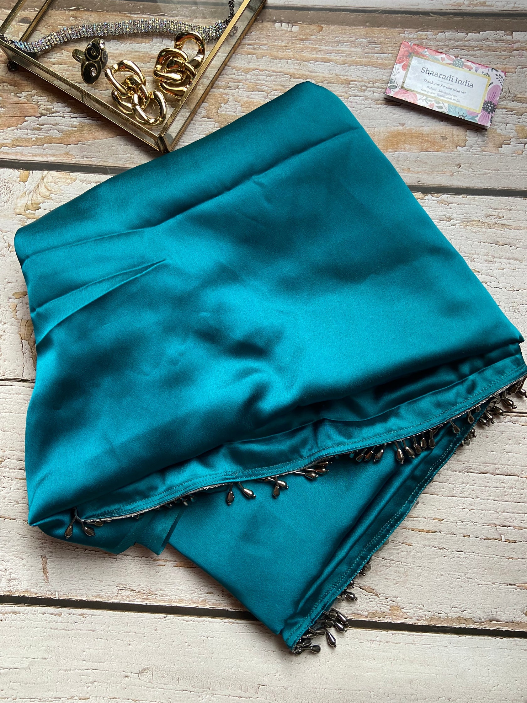 Rama Satin Silk Handmade Tassels On Pallu