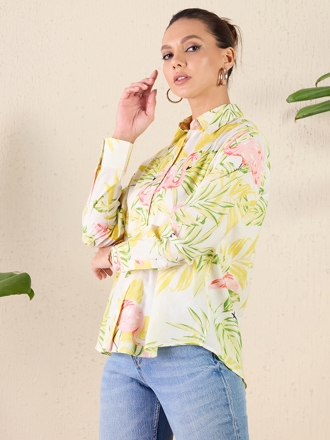 Printed Cotton Yellow Shirt