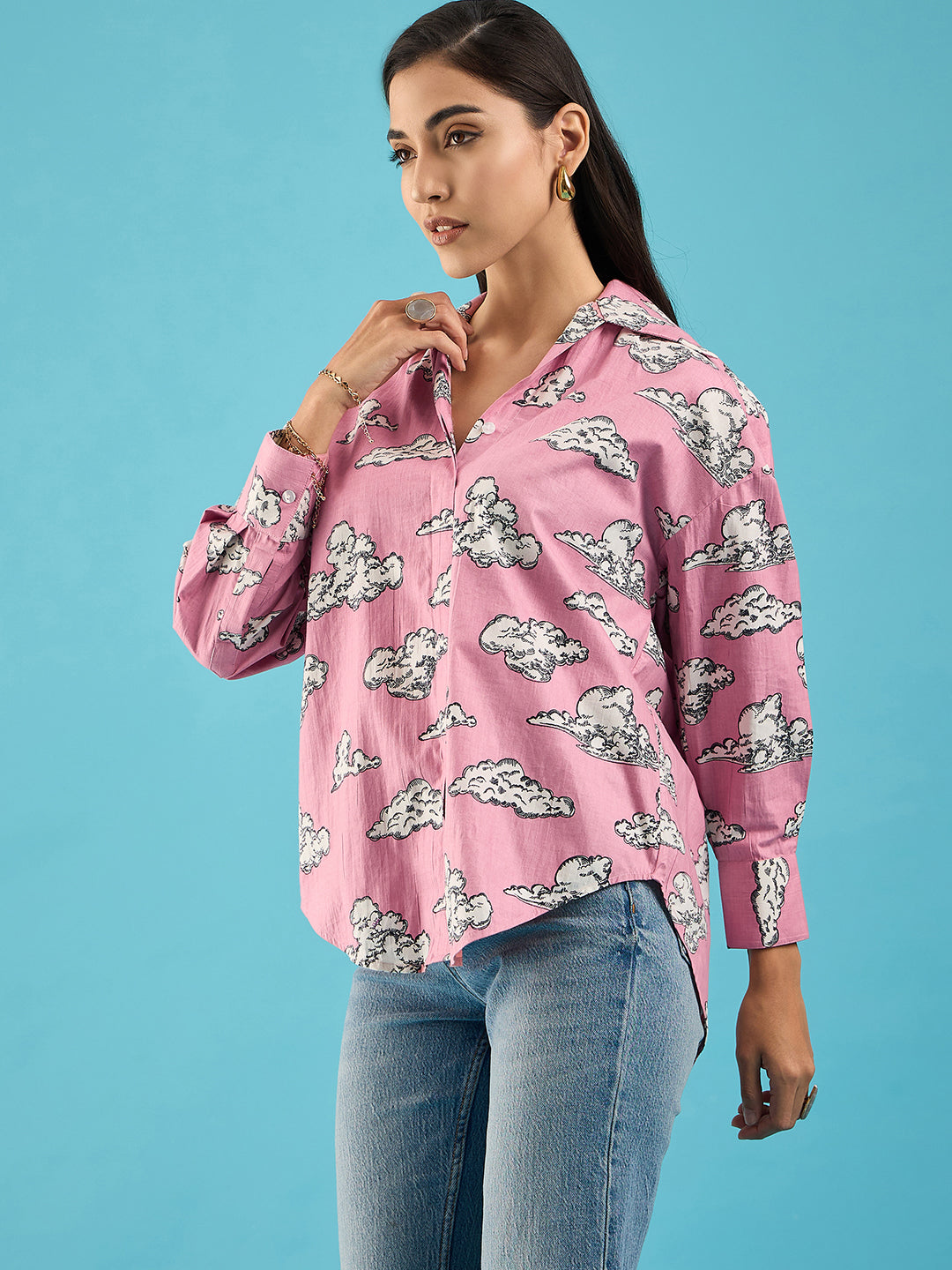 Printed Asymmetrical Cotton The Cloud Shirt