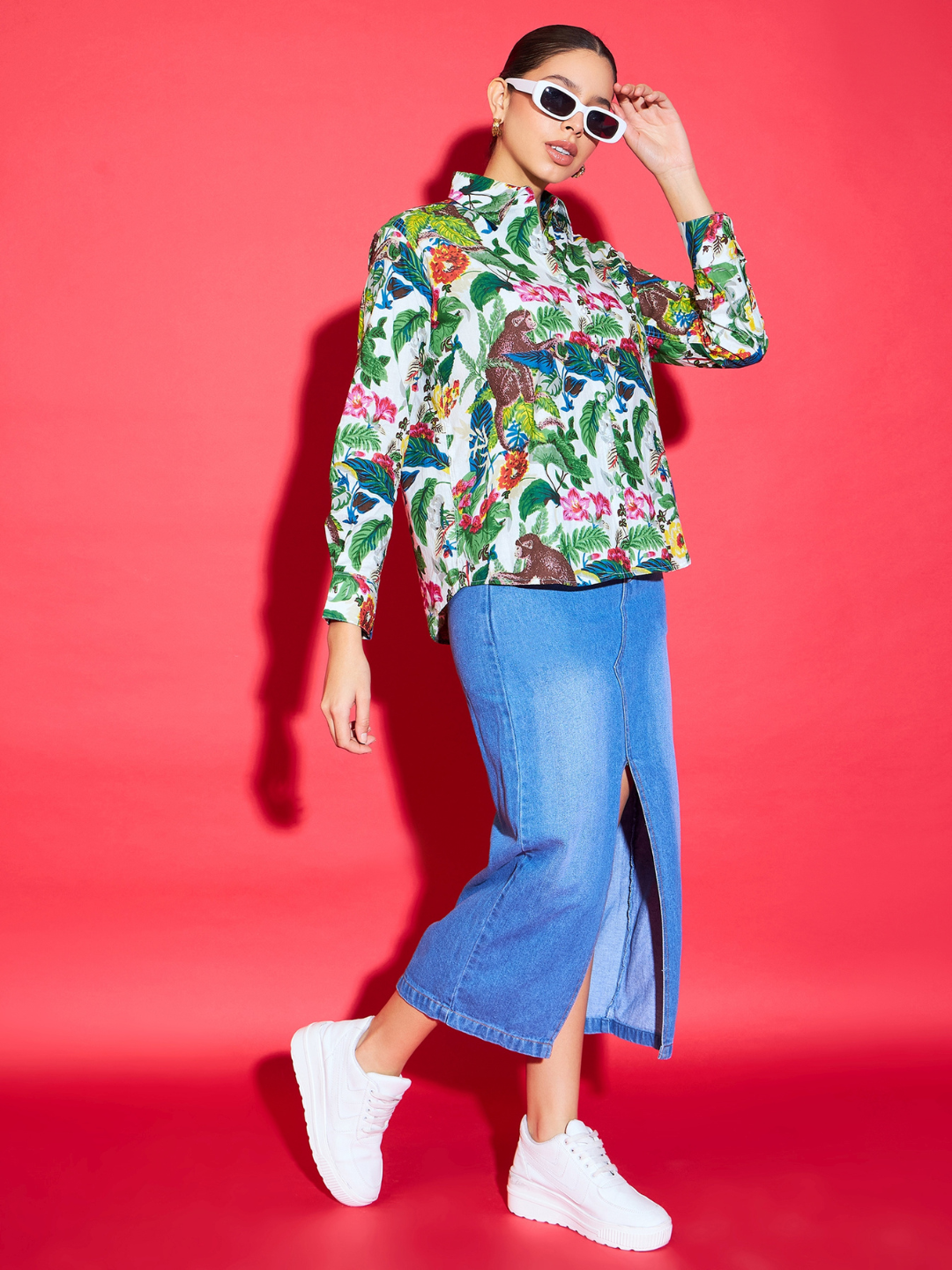 Printed Cotton Green Shirt