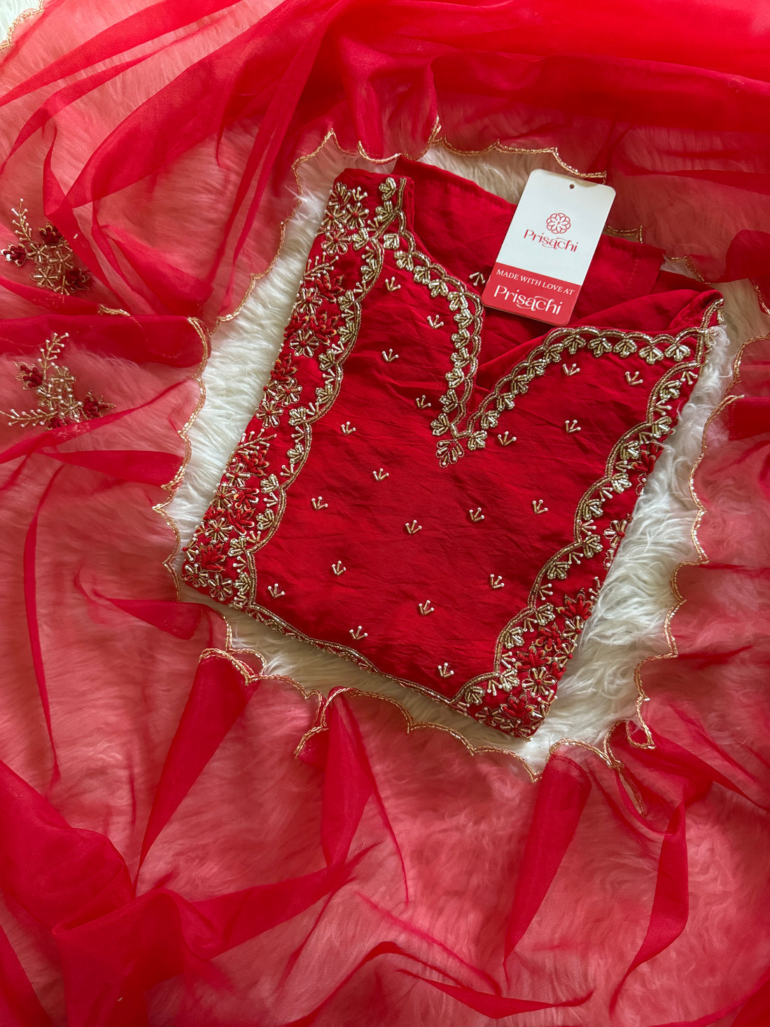 Embroidered kurta Pant with dupatta with Zardosi work