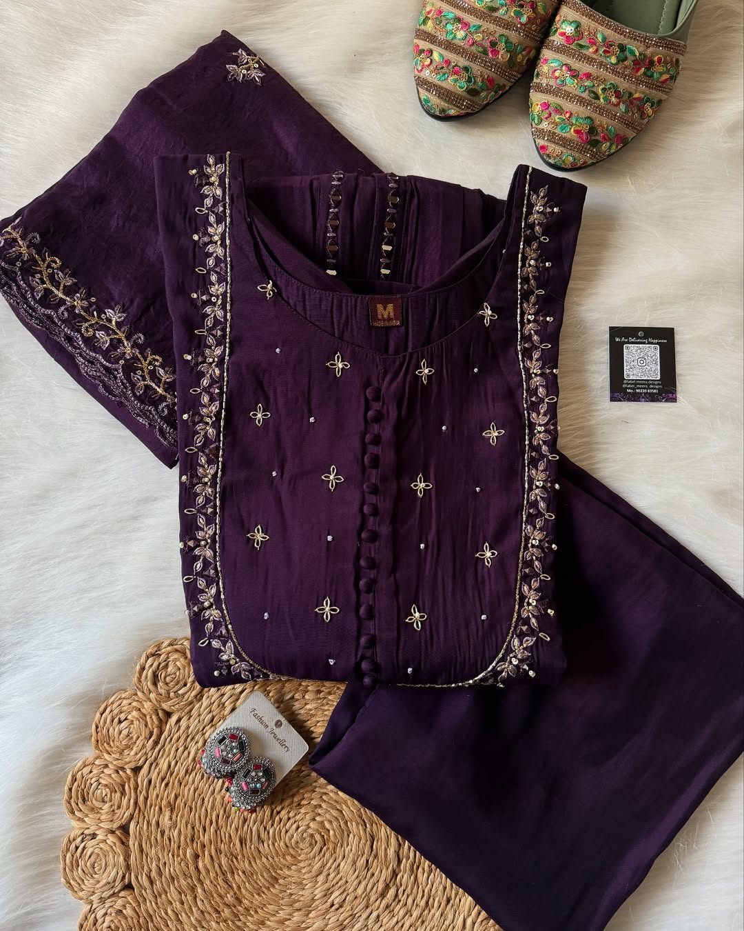 Soft Cotton Hand work kurta bottom with dupatta