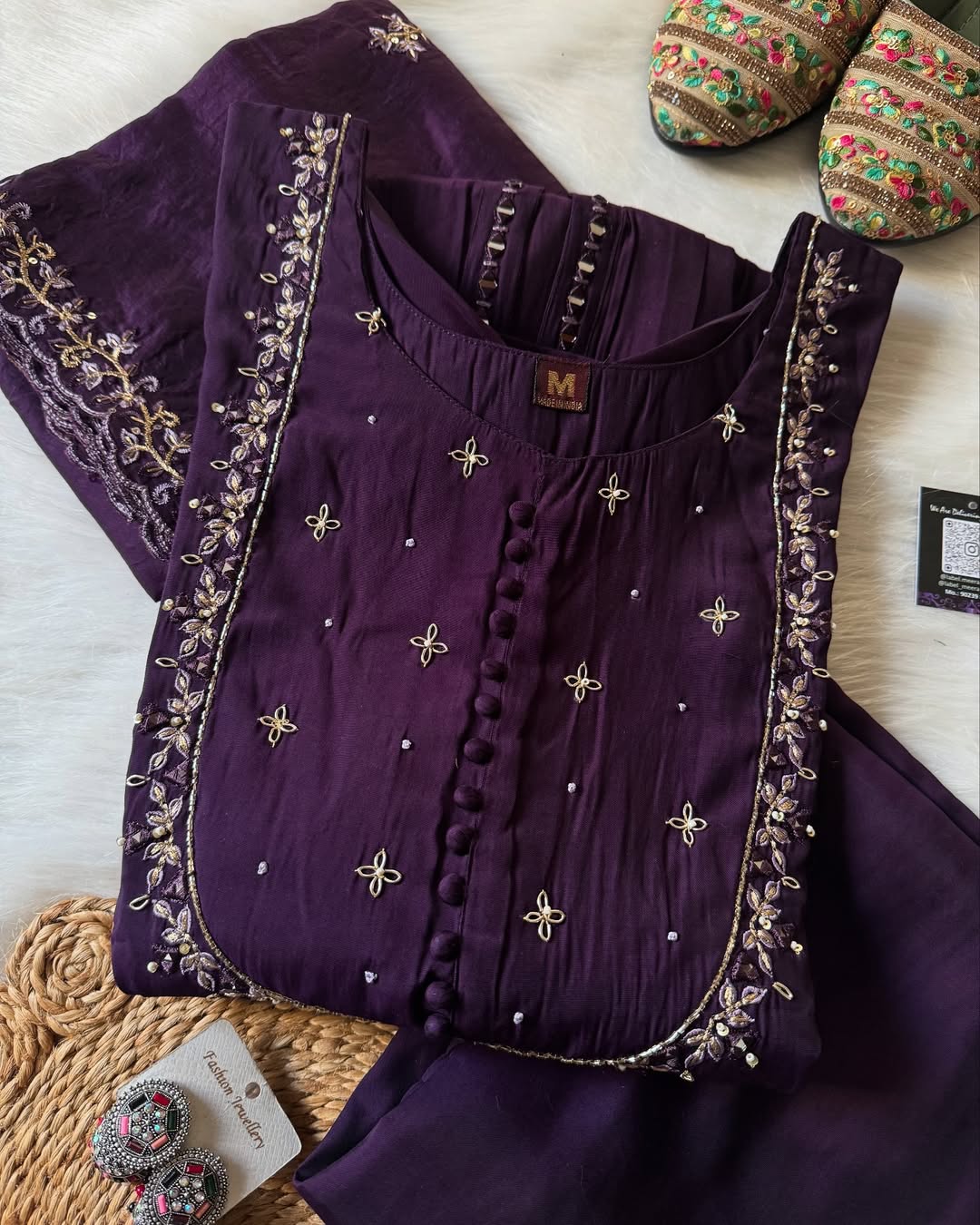 Soft Cotton Hand work kurta bottom with dupatta