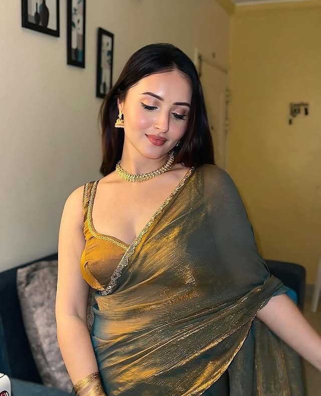 Tissue Embroidered Border Saree With Unstitched Blouse Piece