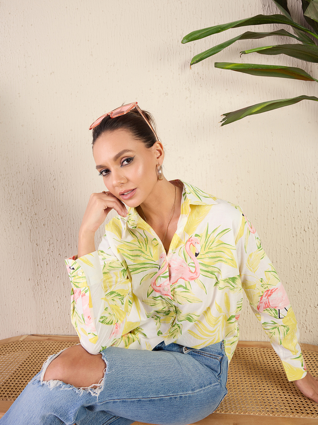 Printed Cotton Yellow Shirt