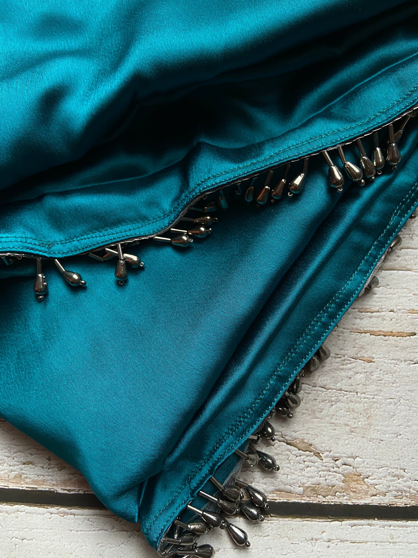 Rama Satin Silk Handmade Tassels On Pallu