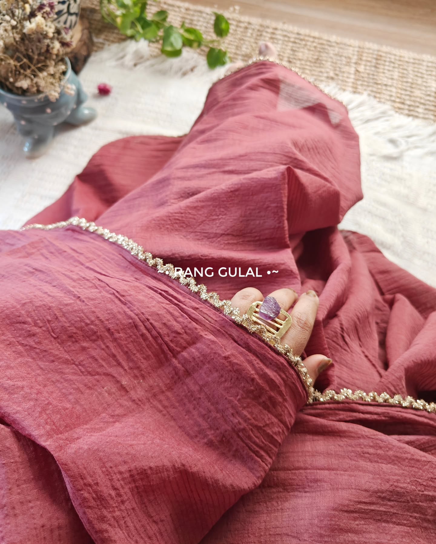 Pure Soft Mul Chanderi saree With hand Work Lace