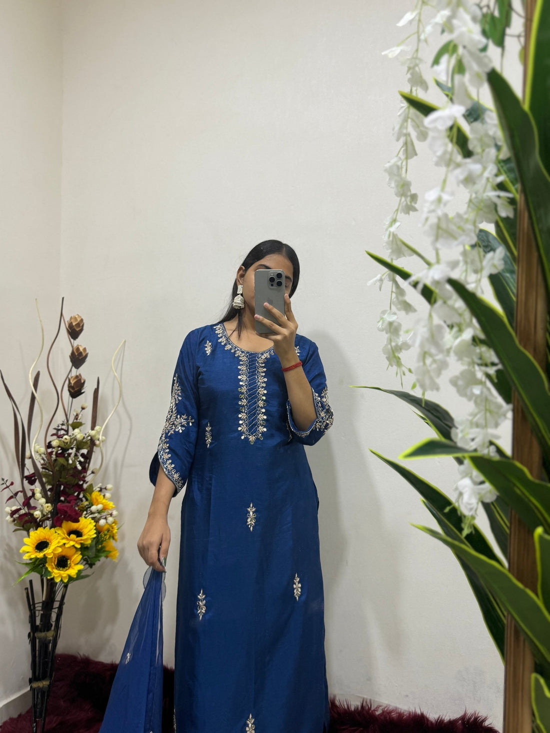 Embroidered kurta Bottom with dupatta