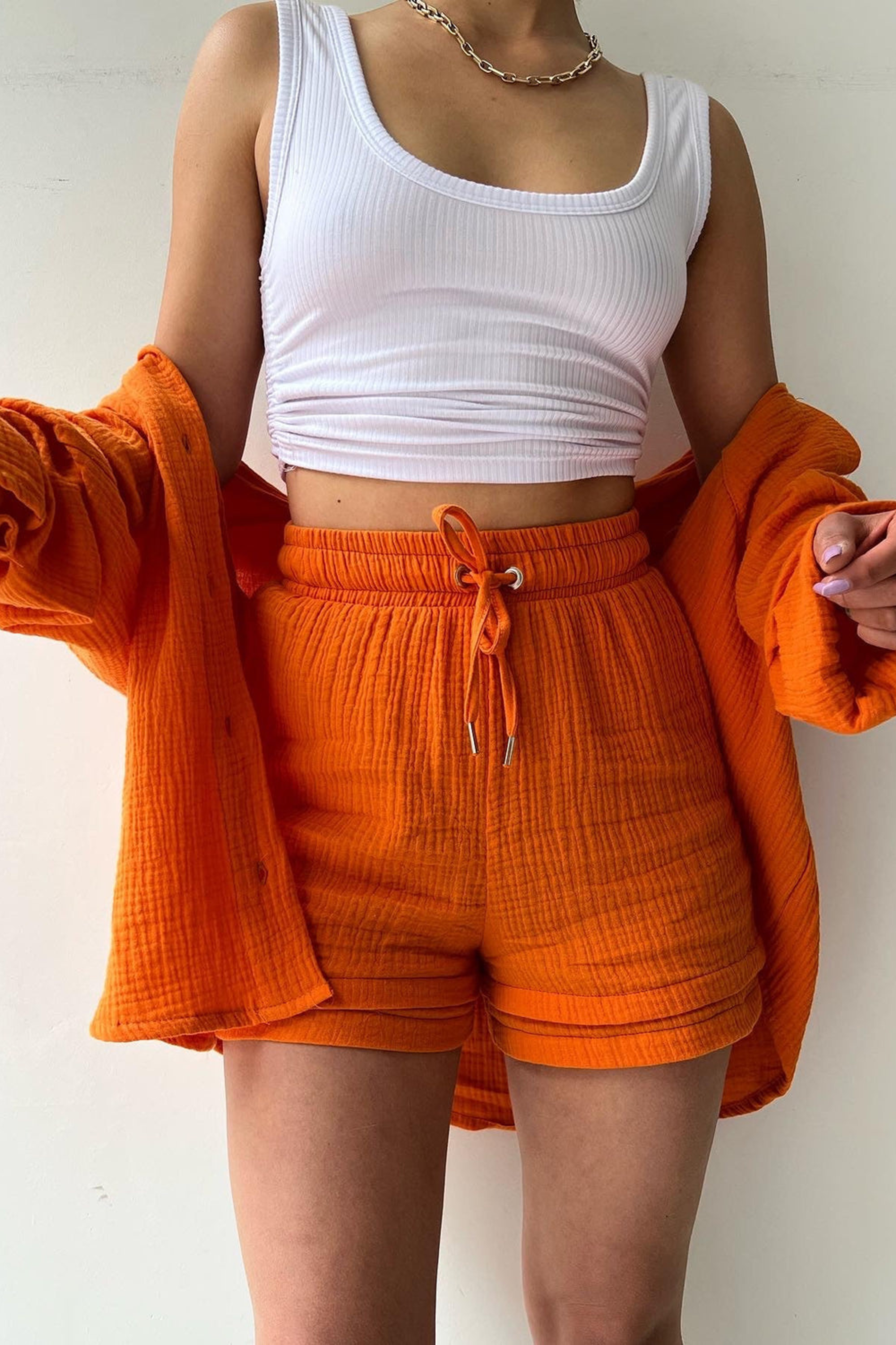 Orange - Women’s Cotton Two-Piece Set