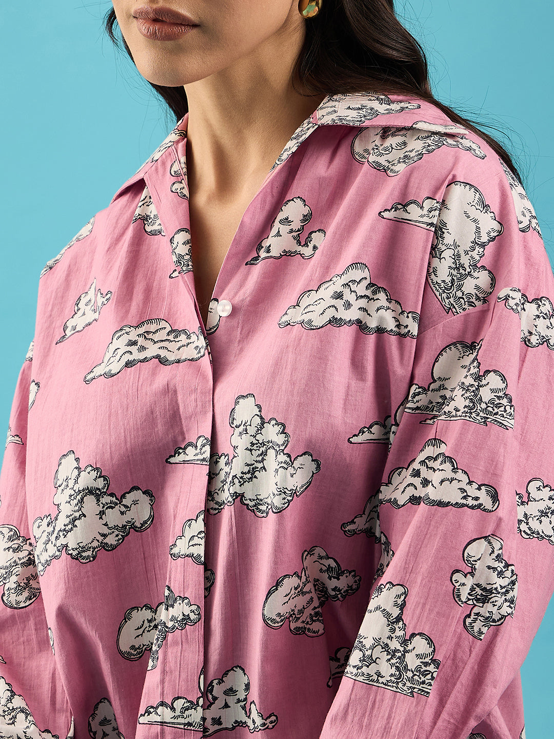 Printed Asymmetrical Cotton The Cloud Shirt