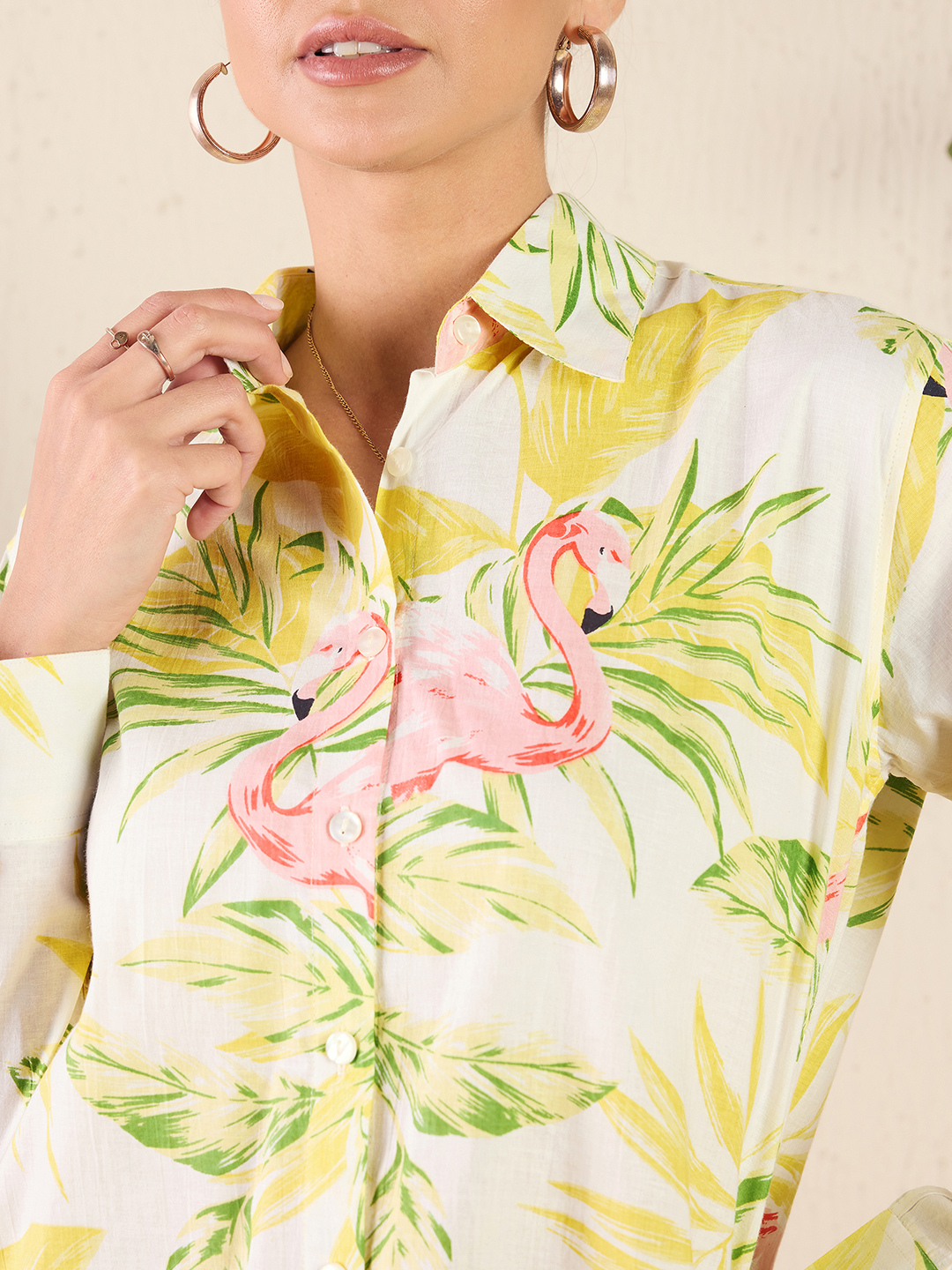 Printed Cotton Yellow Shirt