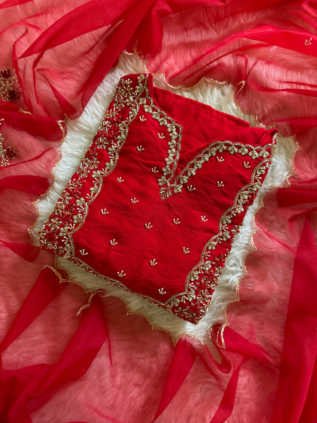 Embroidered kurta Pant with dupatta with Zardosi work