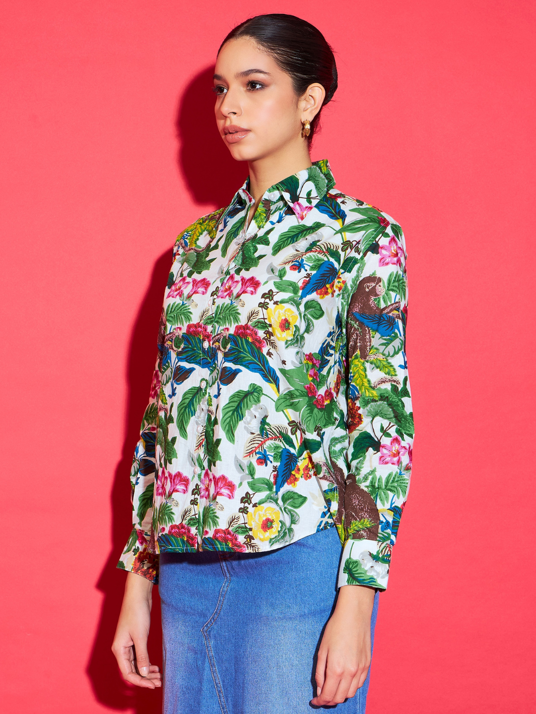Printed Cotton Green Shirt