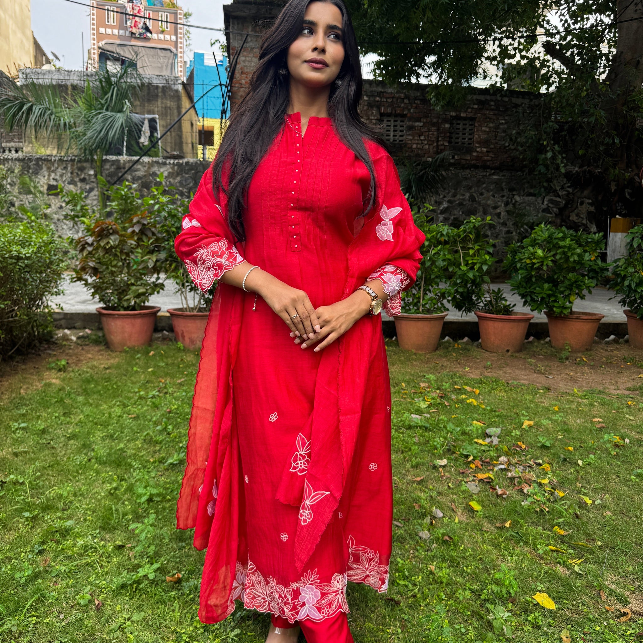 PAARUL Premium Mul Chanderi Thread Embroidered Suit Set ❤️