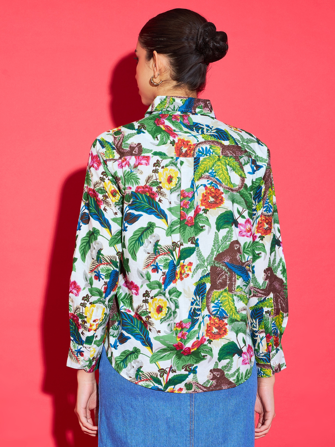 Printed Cotton Green Shirt