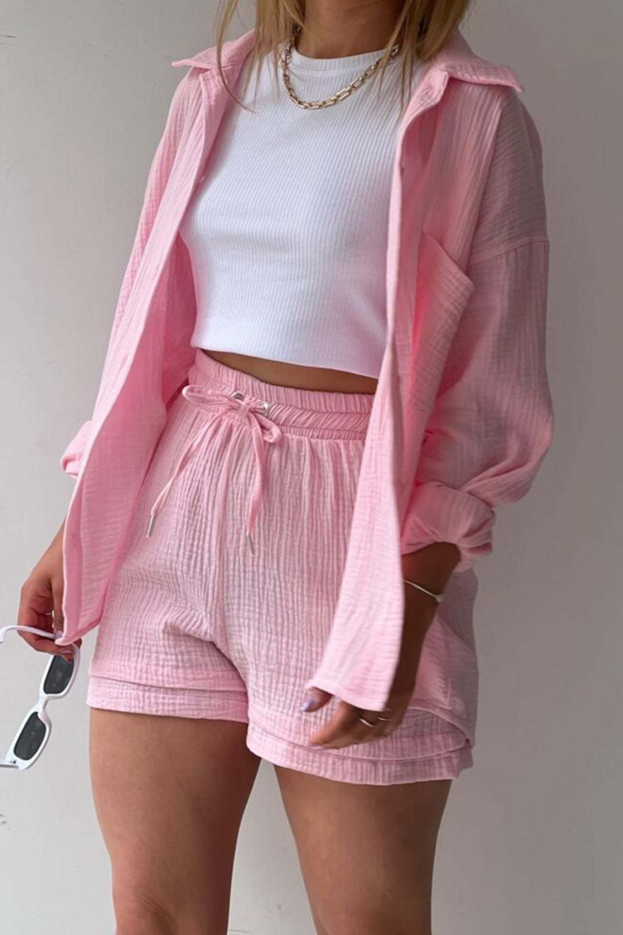 Baby Pink- Women’s Cotton Two-Piece Set