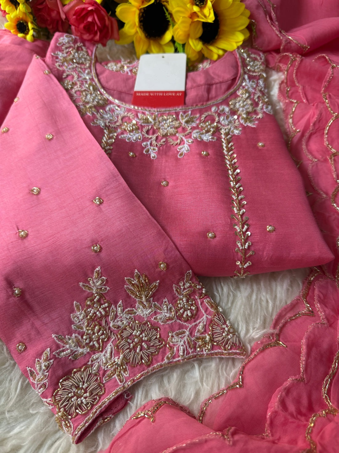 Embroidered kurta bottom with dupatta