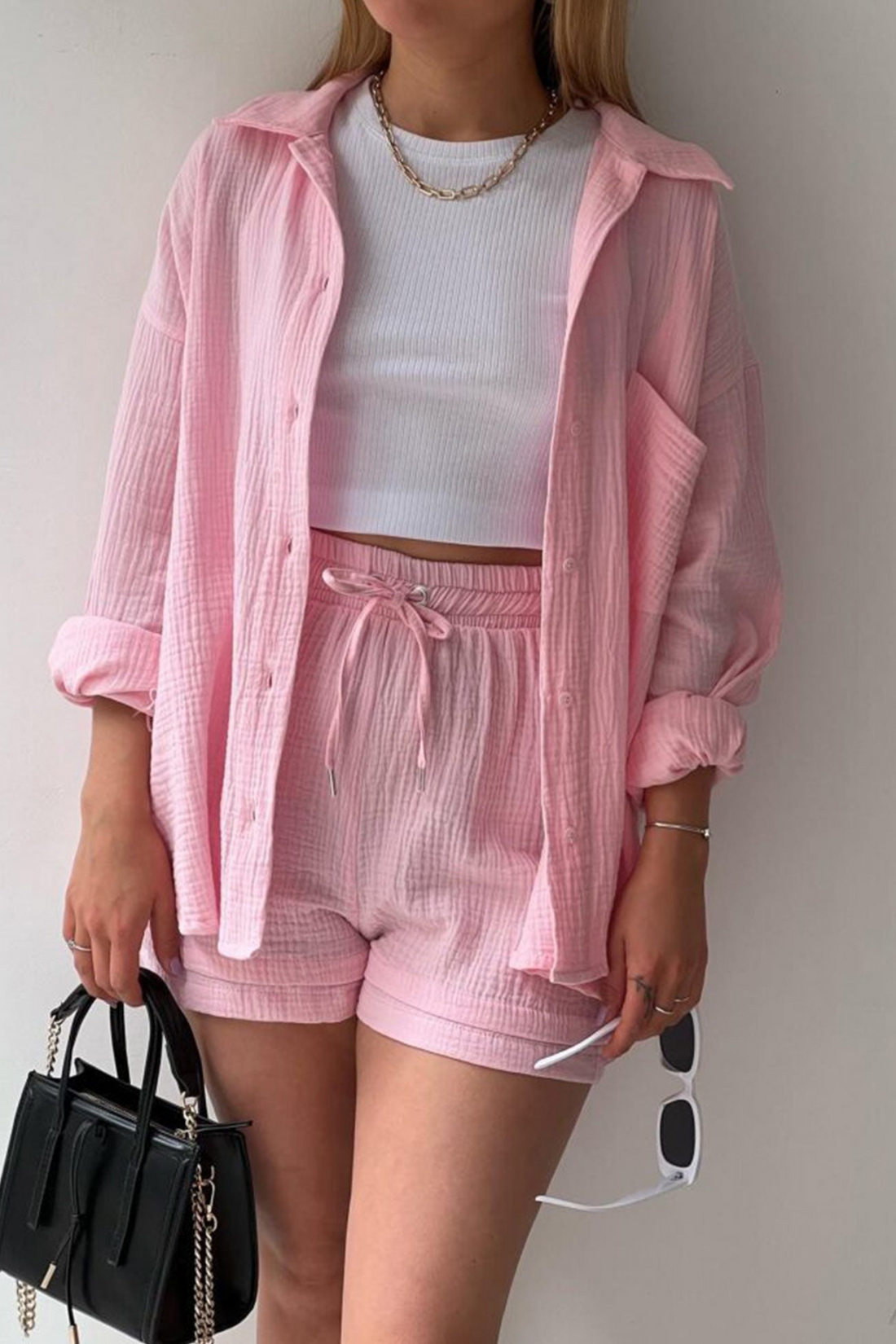 Baby Pink- Women’s Cotton Two-Piece Set