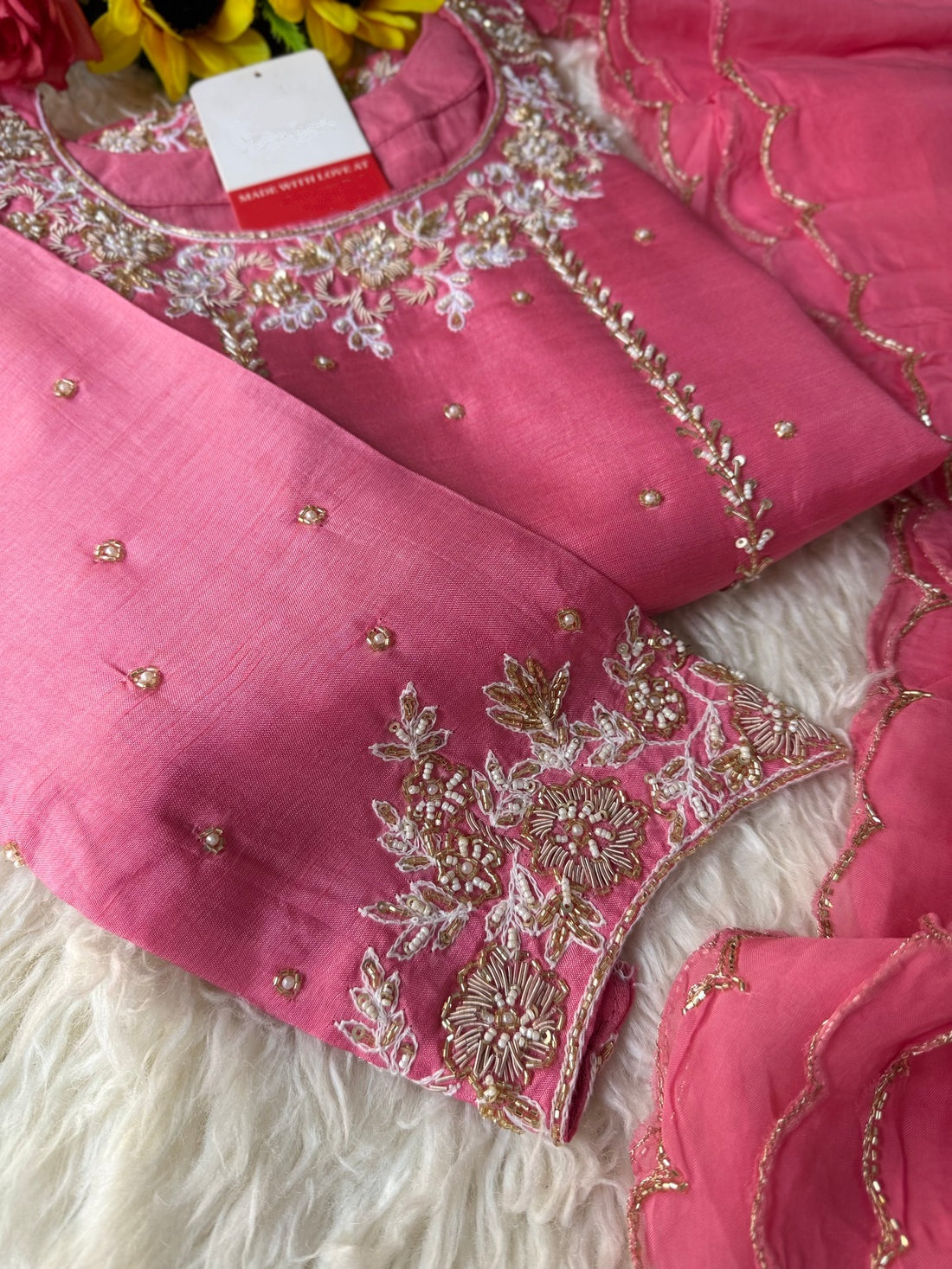 Embroidered kurta bottom with dupatta