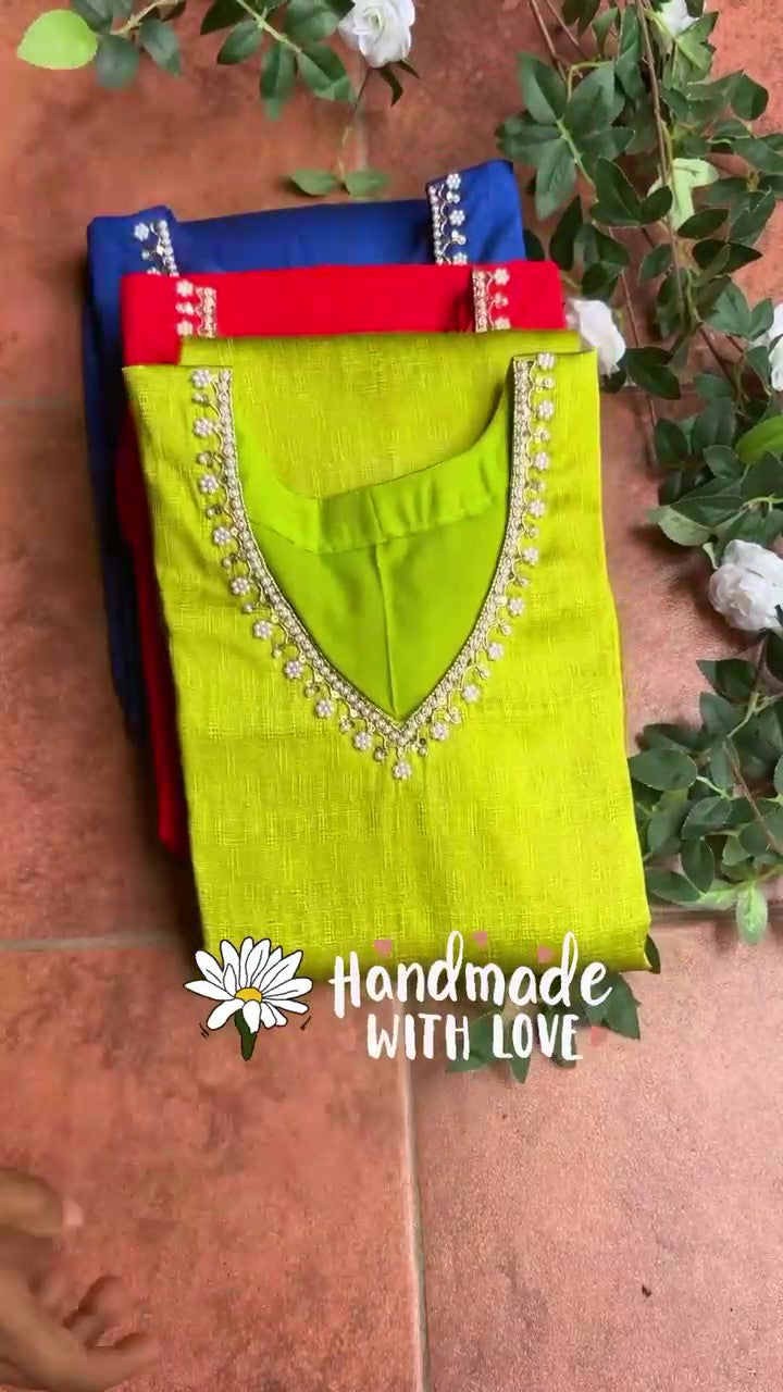 Soft Silk Hand Worked 2 Piece Kurti / Coord Set
