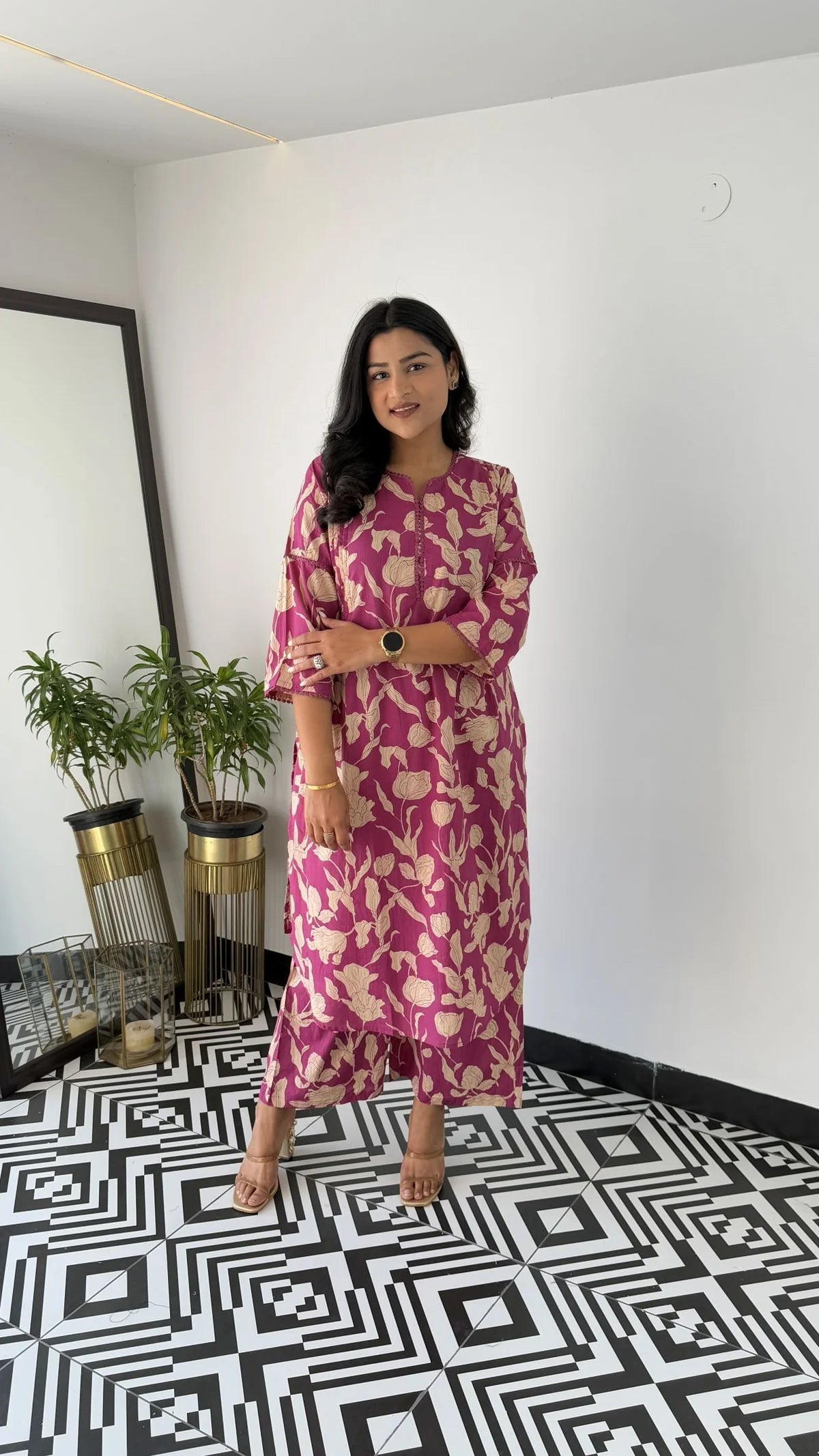 Magenta -  Floral Bloom Kurta Pants
