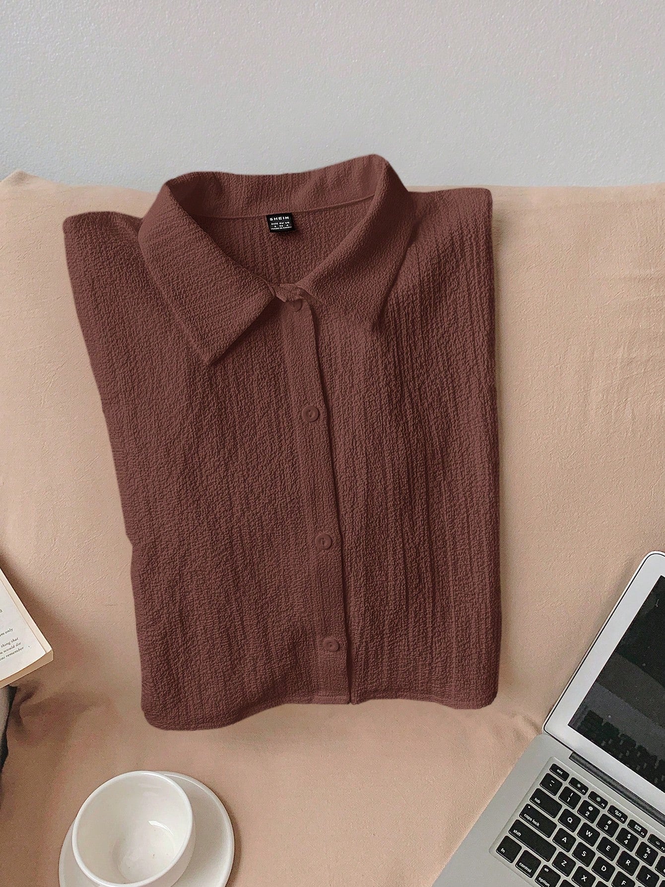 Navy Woven Women's Cropped Shirt