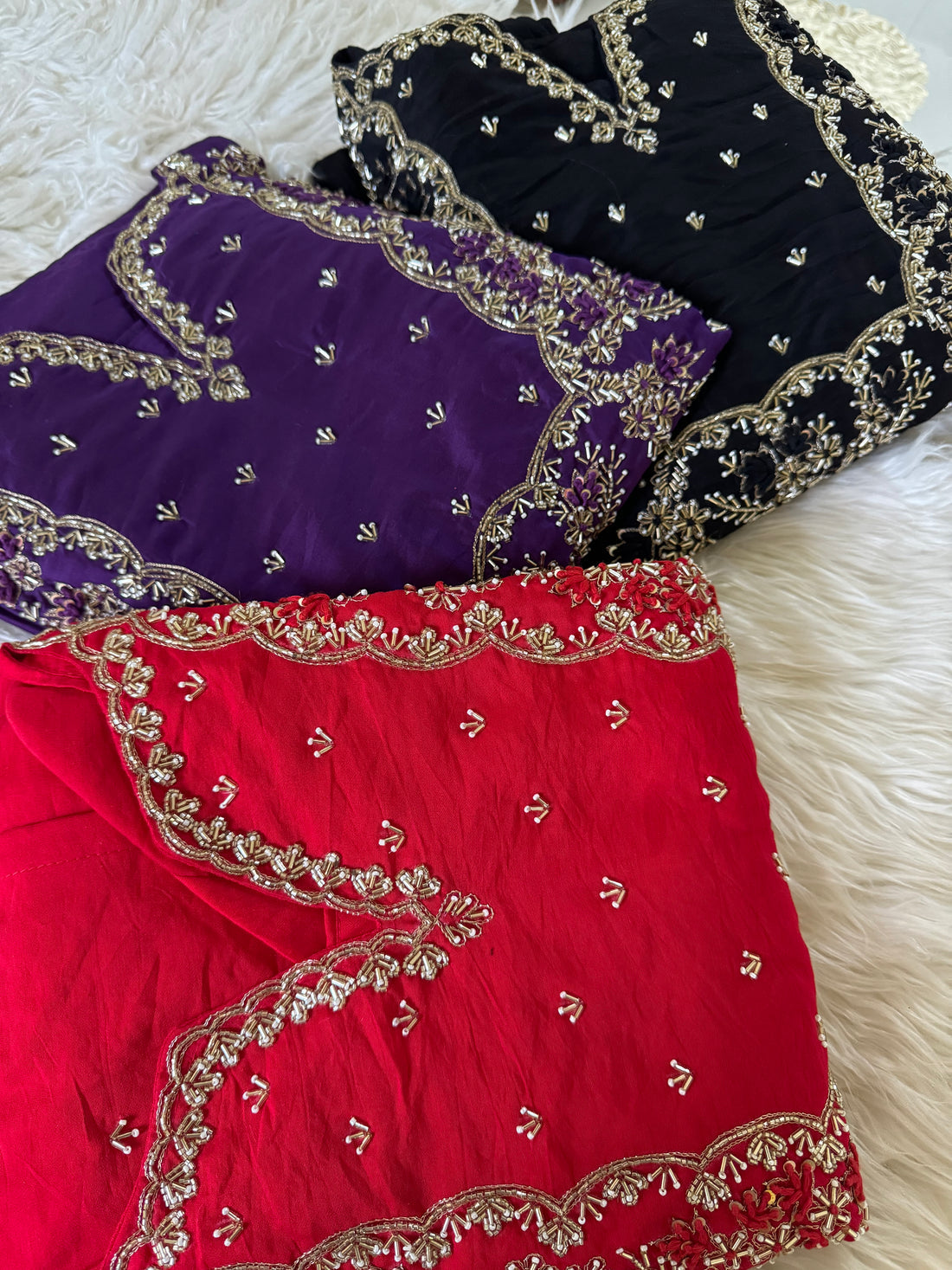 Hand work kurta Pant with dupatta with Zardosi work